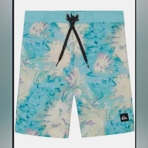 New Quicksilver Boys Tie Dye Angel Blue Swim Suit Board Shorts 14 New w/ Tags